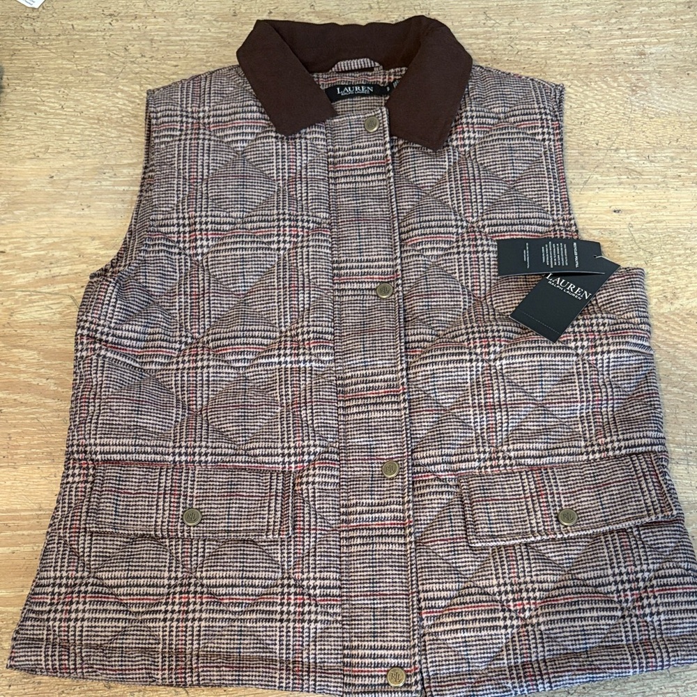 BNWT Ralph Lauren puffer vest in Heritage Plaid size medium